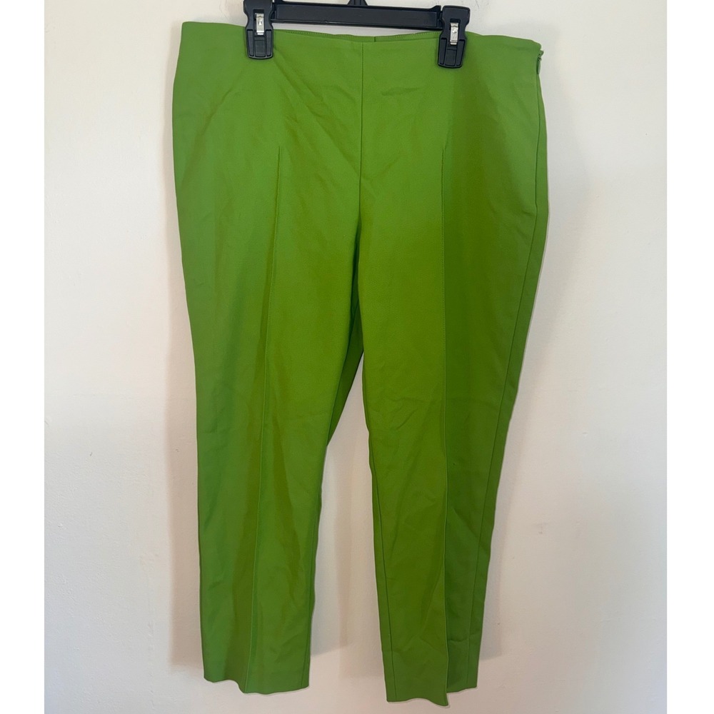Akris Lime Green Stretch Cotton Slim Cropped Trousers Pants Size 8